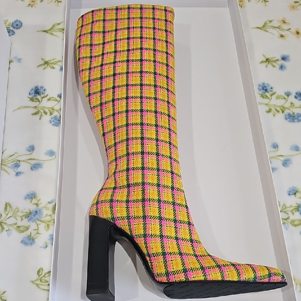 Balenciaga Pink and Yellow Heeled Boots